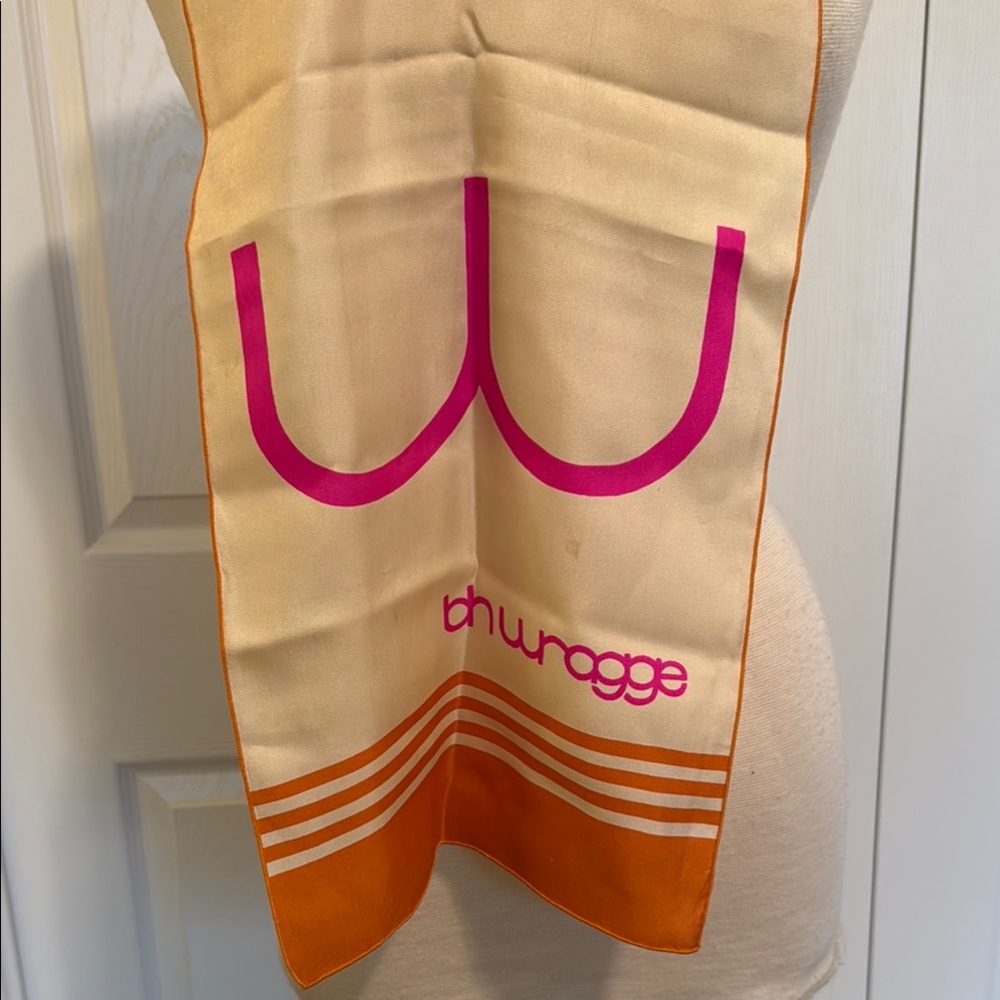 B H Wragge Vintage Scarf with Pink and Orange Design